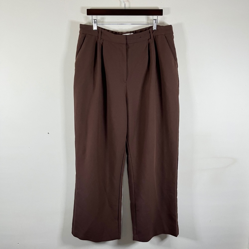 Abercrombie & Fitch Curve Love Sloane Trousers Wide Leg Chocolate Brown 18r